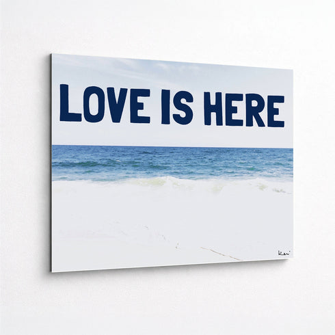 Love Is Here Beach - Navy Horizontal Art Print