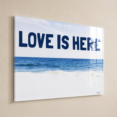 Love Is Here Beach - Navy Horizontal Art Print