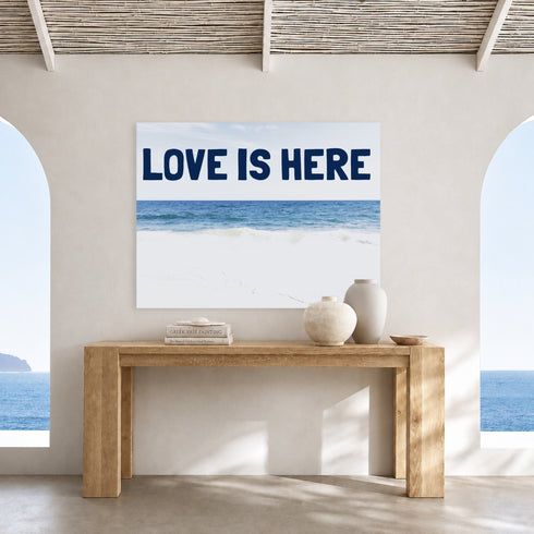 Love Is Here Beach - Navy Horizontal Art Print