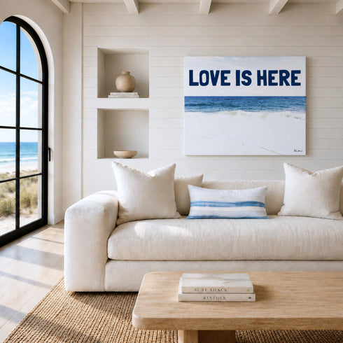 Love Is Here Beach - Navy Horizontal Art Print