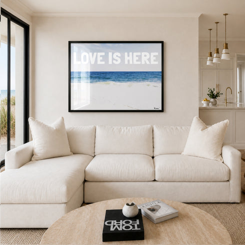 Love Is Here Beach - White Horizontal Art Print