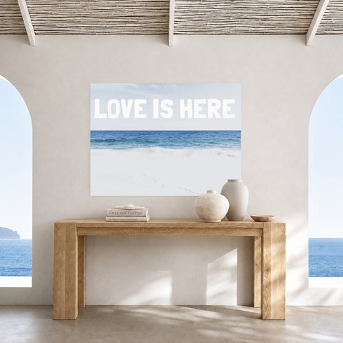 Love Is Here Beach - White Horizontal Art Print