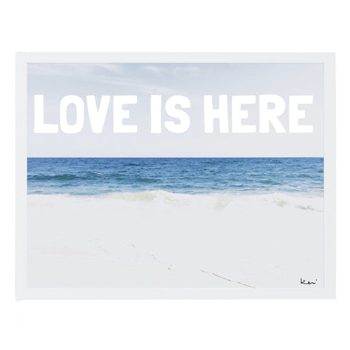Love Is Here Beach - White Horizontal Art Print