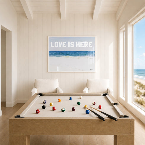 Love Is Here Beach - White Horizontal Art Print