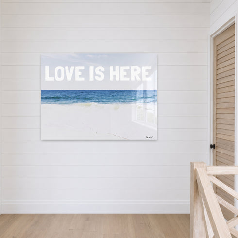 Love Is Here Beach - White Horizontal Art Print