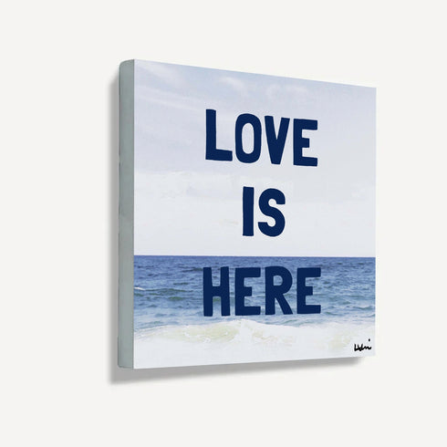 Love Is Here Beach Square Art Print Navy