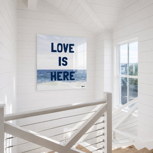 Love Is Here Beach Square Art Print Navy