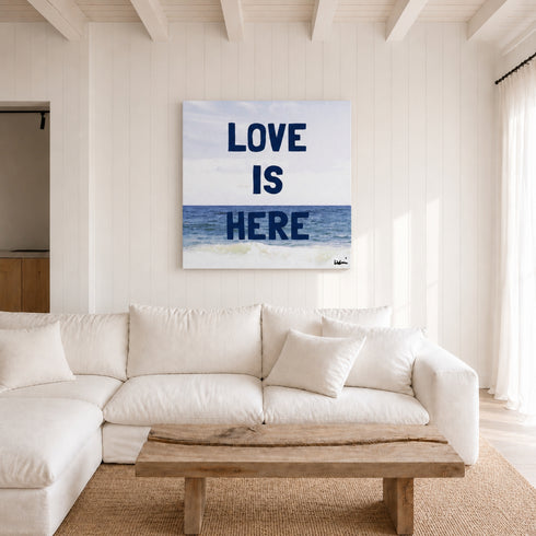 Love Is Here Beach Square Art Print Navy