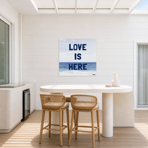 Love Is Here Beach Square Art Print Navy