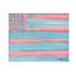 Kerri Rosenthal abstract American flag painting in pastel pink and blue, heart-shaped stars in upper corner replacing traditional stars, textured brushstroke stripes on canvas