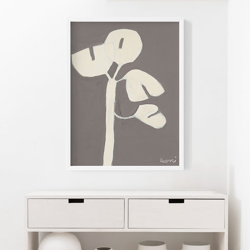 Love Tree beige grey and cream abstract original art print by Kerri Rosenthal - Unique artwork gifts for living room, bedroom art wall decor.