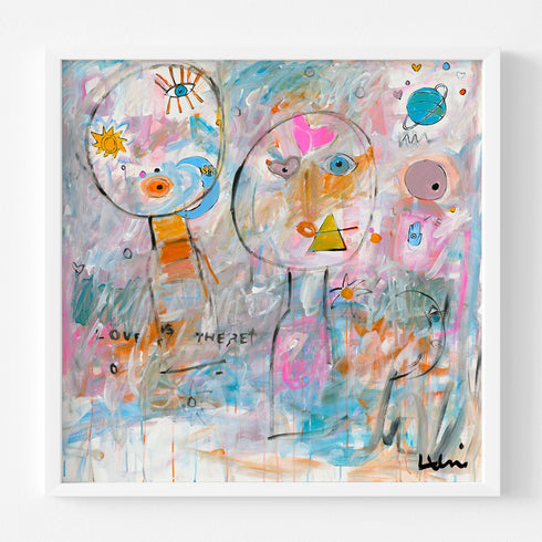 Love Up In The Sky colorful art print by Kerri Rosenthal - Unique artwork for living room wall decor