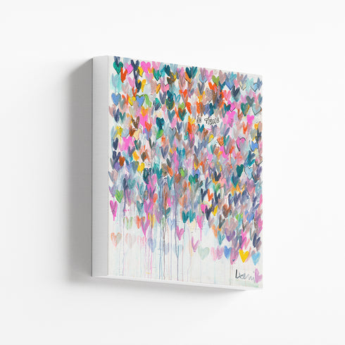 Love Adorned Colorful Mini Art on Stretched Canvas - Modern original wall artwork for living room or any room in your home by Kerri Rosenthal