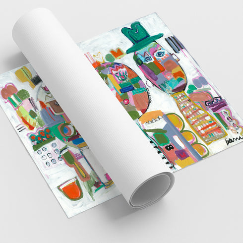 Love Brigade multicolor stretched canvas wall art print roll by Kerri Rosenthal.