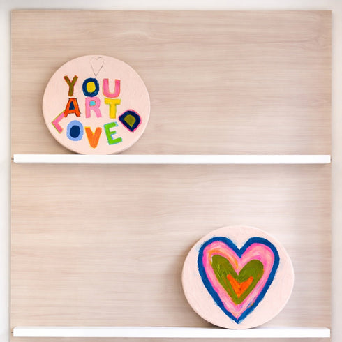 Love Drop multicolor original painting on stretched canvas - Unique original artwork gifts for the living room, bedroom or home decor by Kerri Rosenthal