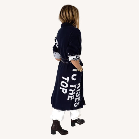 Love Rises multicolor reversible duster in cotton blend with a removable belt - Cute women's long duster cardigans by Kerri Rosenthal