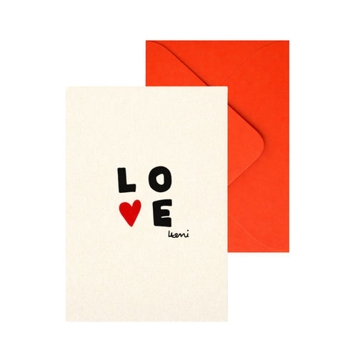 Love Squared Card, black and red cute mini artwork on a card by Kerri Rosenthal