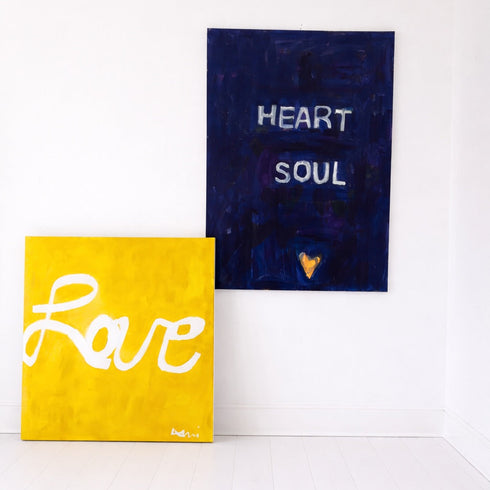 Love To Love and heart soul word original wall art painting - Shop word artwork for home decor by Kerri Rosenthal