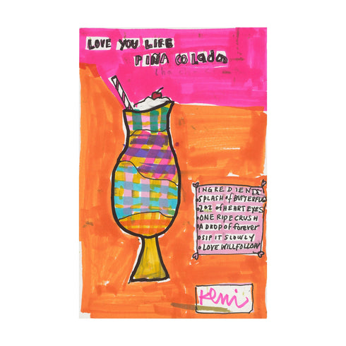 Love You Like Pina Colada colorful abstract wall word art print artwork by Kerri Rosenthal.