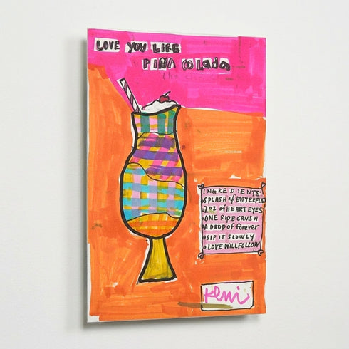 Love You Like Pina Colada colorful word wall art print - abstract artwork for living room or any space by Kerri Rosenthal.