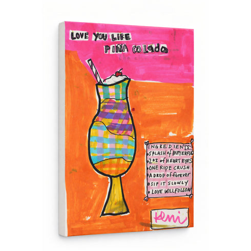 Love You Like Pina Colada colorful abstract wall art print artwork. Shop abstract artwork decor by Kerri Rosenthal.