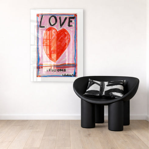 Decorative doodle art of love with pink soft washes - Shop love art print by Kerri Rosenthal.