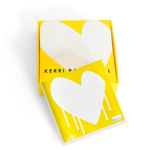 Love at First Sight yellow block of Love acrylic mini art by Kerri Rosenthal - Shop cute unique gifts for art loved ones