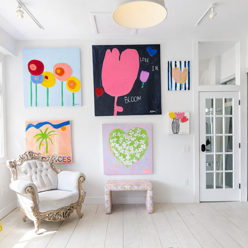 Flowers + Iced Coffee Original painting by Kerri Rosenthal