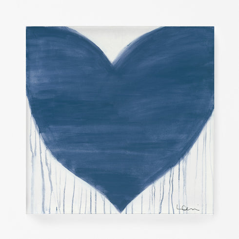 Love’s Essence metal frameless wall art print blue Drippy Heart by Kerri Rosenthal