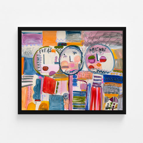 Lovers and Friends colorful art print by Kerri Rosenthal - Unique artwork for living room wall decor