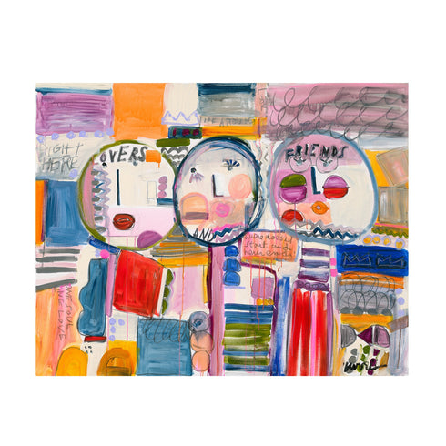 Lovers and Friends colorful art print by Kerri Rosenthal - Unique artwork for living room wall decor
