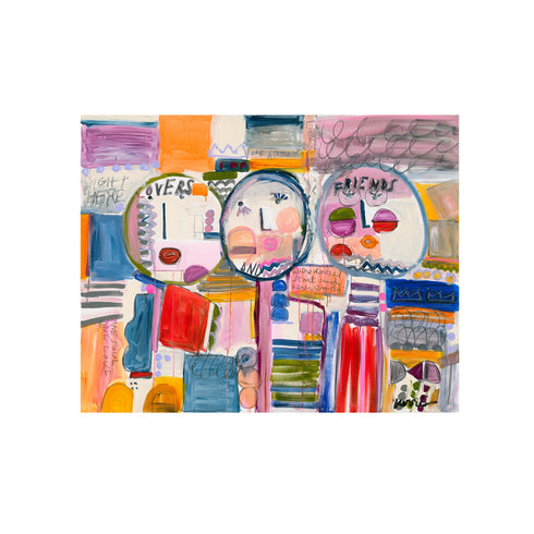 Lovers and Friends colorful art print by Kerri Rosenthal - Unique artwork for living room wall decor