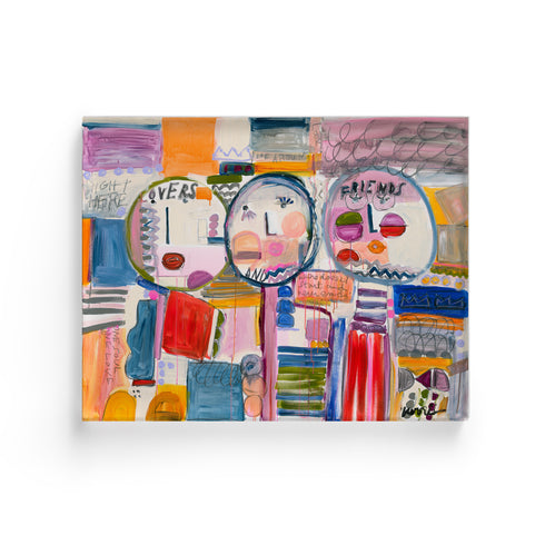 Lovers and Friends colorful art print by Kerri Rosenthal - Unique artwork for living room wall decor