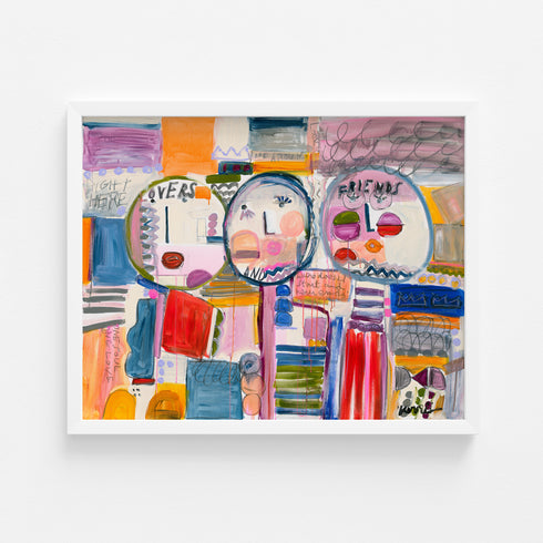 Lovers and Friends colorful art print by Kerri Rosenthal - Unique artwork for living room wall decor