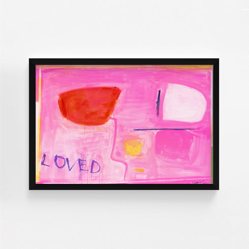 Loves Got Me All pink art print by Kerri Rosenthal - Unique artwork for living room wall decor