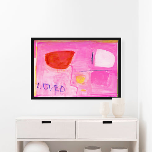 Loves Got Me All pink art print by Kerri Rosenthal - Unique artwork for living room wall decor