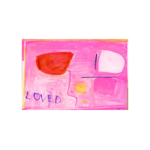 Loves Got Me All pink art print by Kerri Rosenthal - Unique artwork for living room wall decor