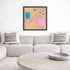 Lucky Star multicolor abstract wall art print with throw pillows on couch - Shop unique wall artwork decor for the living room by Kerri Rosenthal
