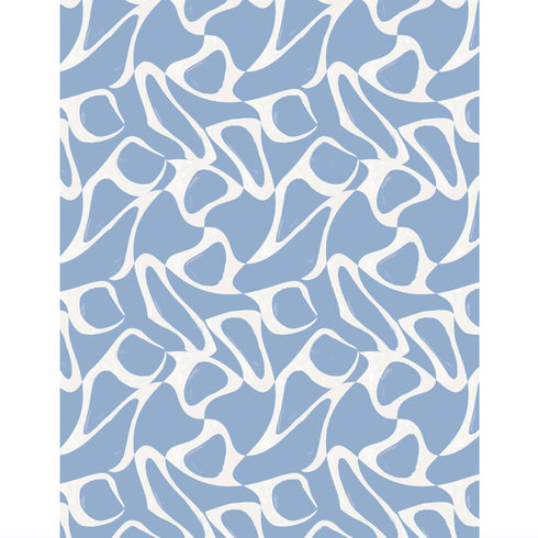 Maze blue cotton oyster linen fabric - Kerri Rosenthal
