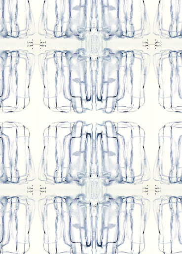 Me + You Indigo blue cotton and oyster linen fabric - Kerri Rosenthal