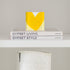 Yellow Mad Love Drippy Heart Block of Love by Kerri Rosenthal. Blocks of Love are signed, mini editions of Kerri Rosenthal's artwork mounted on 3/4" plexiglass acrylic block