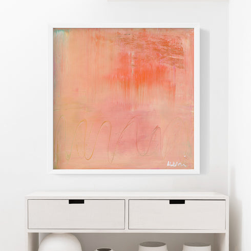 Malibu Sunrise vibrant yellow, orange and pink colors Original Art Print by Kerri Rosenthal - Unique artwork for living room, bedroom wall decor