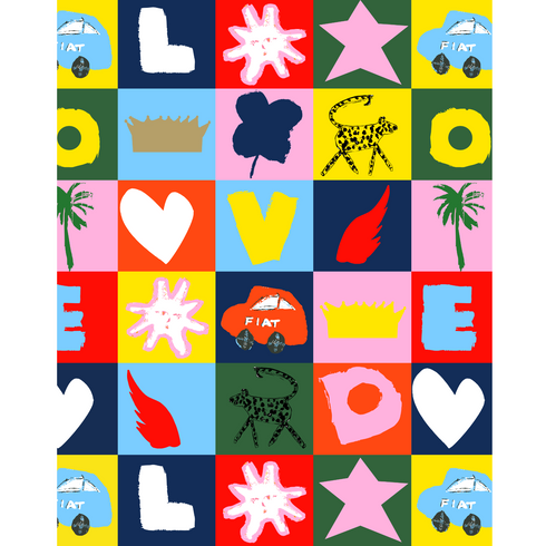 Match Game multicolor word artwork wallpaper made on standard clay-coated ground by Kerri Rosenthal