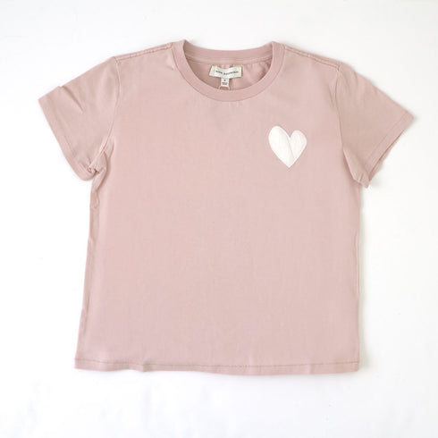 short sleeve mauve pink tee with white imperfect drippy heart graphic tees - cute t-shirts by Kerri Rosenthal