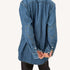 Mia cotton denim blue button-down shirt with white heart elbow patches and a tiny embroidered heart by Kerri Rosenthal