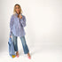 Mia ruffle stripe multicolor button-down cotton shirt - Shop women's cute button-up shirts by Kerri Rosenthal