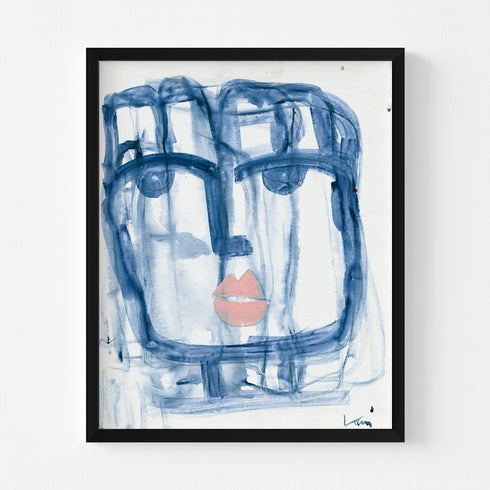 Modern abstract Tiki Indigo wall art print - Perfect for living room or home decor wall framed artwork by Kerri Rosenthal