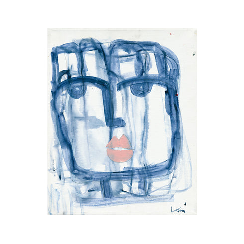 Modern abstract Tiki Indigo wall art print - Perfect for living room or home decor wall framed artwork by Kerri Rosenthal