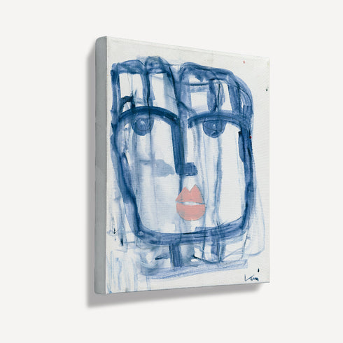 Modern abstract Tiki Indigo wall art print - Perfect for living room or home decor wall framed artwork by Kerri Rosenthal