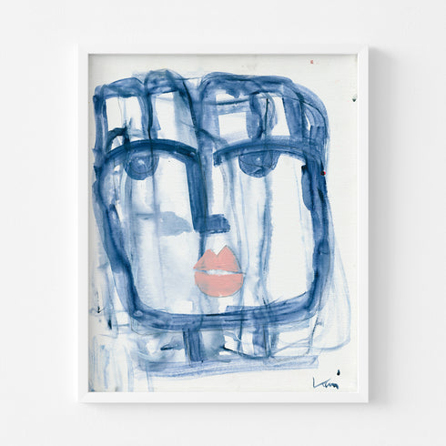 Modern abstract Tiki Indigo wall art print - Perfect for living room or home decor wall framed artwork by Kerri Rosenthal